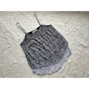 Faded Glory Black Floral Tiered Tank Top Size Small